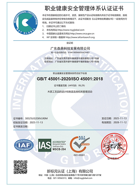 ISO45001证书 中文版